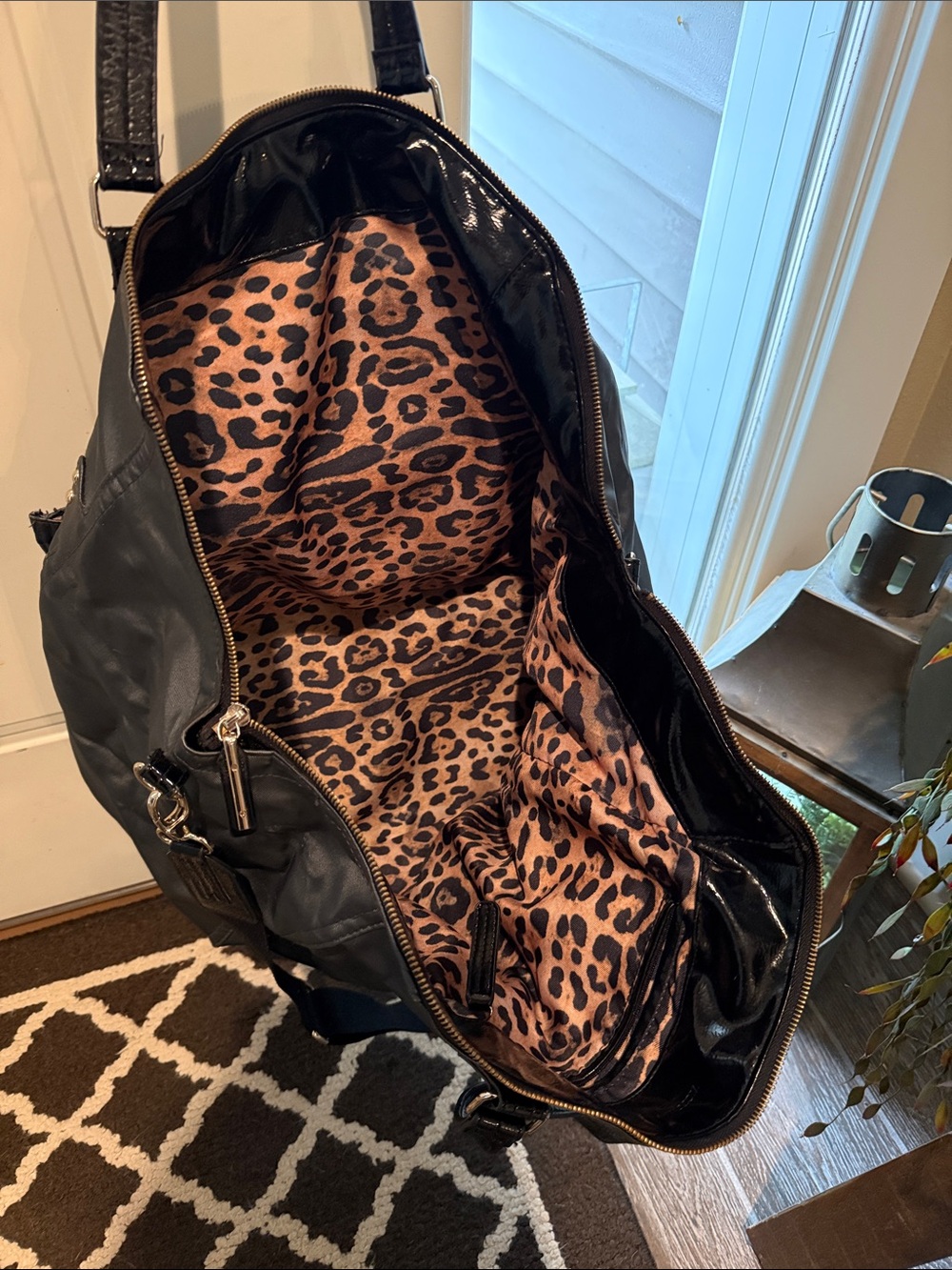 Victoria's Secret Black Tote with Leopard-Print Lining